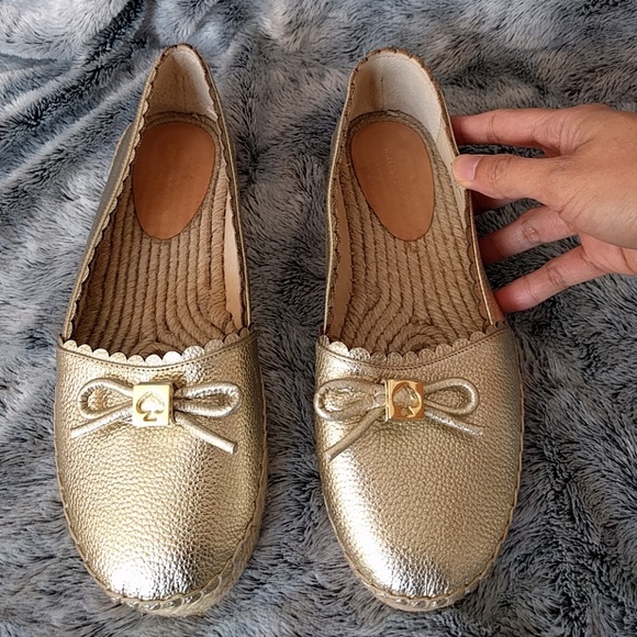 kate spade Shoes - Kate Spade Lorrane Gold Leather Espadrilles